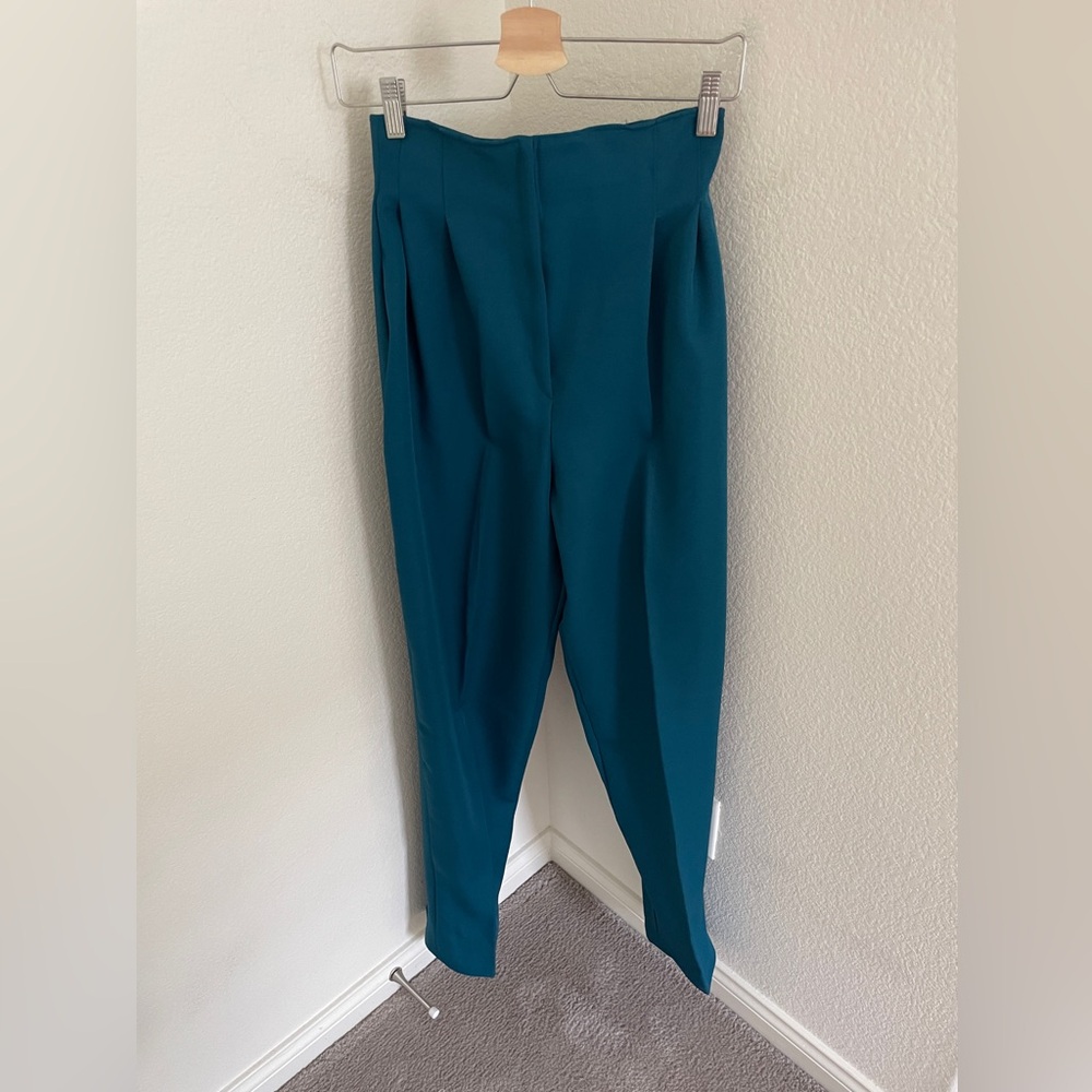 Teal Women's Two-Piece Pantsuit with Gold Buttons - Picture 4 of 12